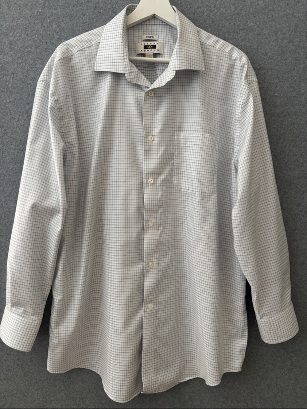 Joseph Abboud White Dress Shirt with Light Blue Windowpane Check 17 32/33